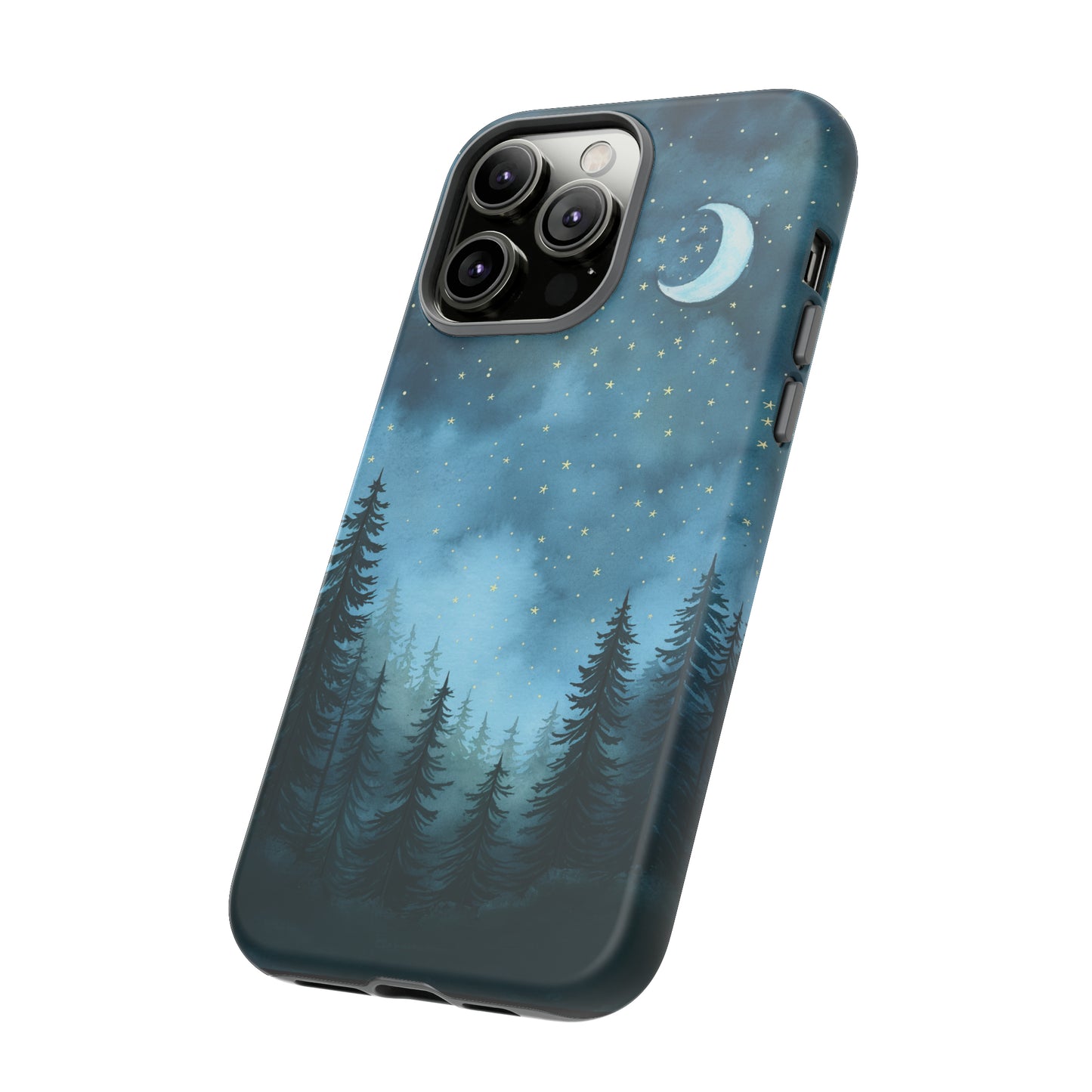 Forest Night Watercolor Tough Phone Case, Outdoors Smartphone Cover