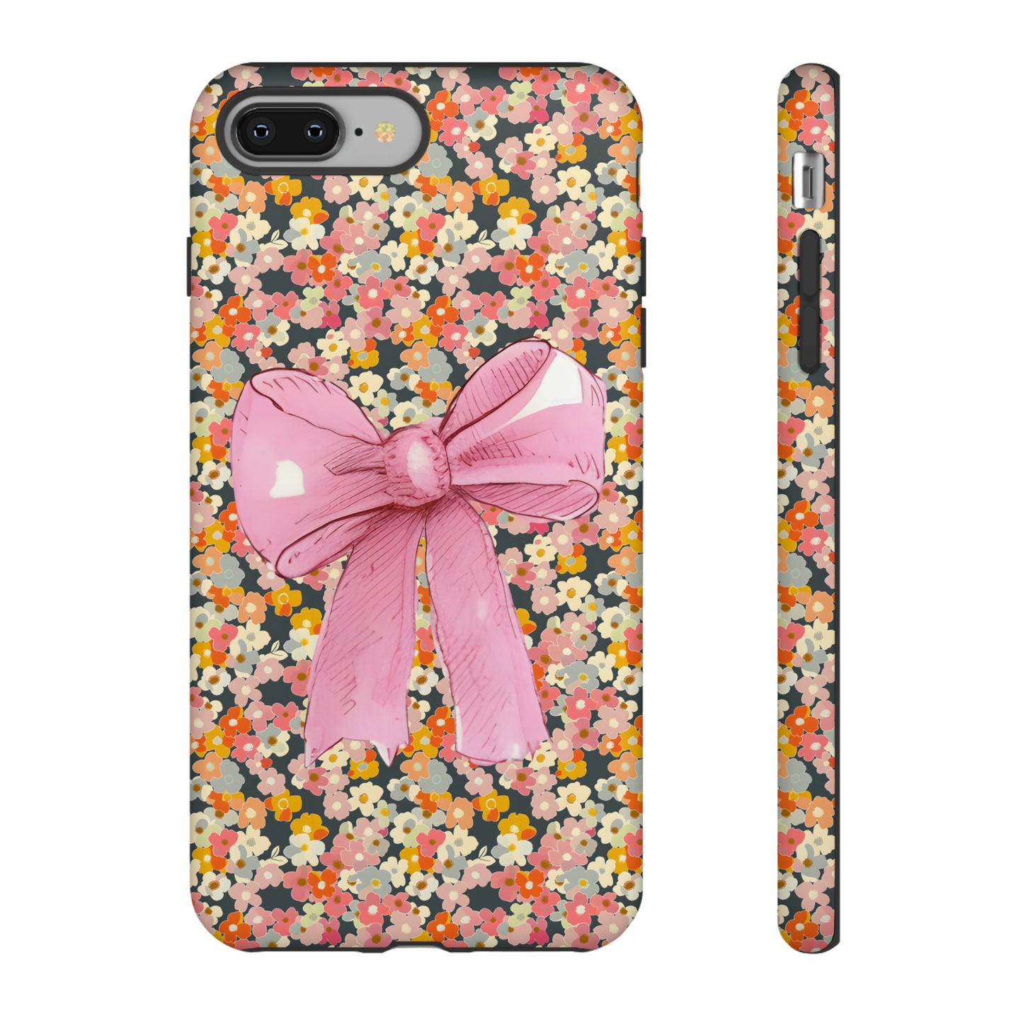 Pink Bow and Flower Pattern Collage Tough Phone Case