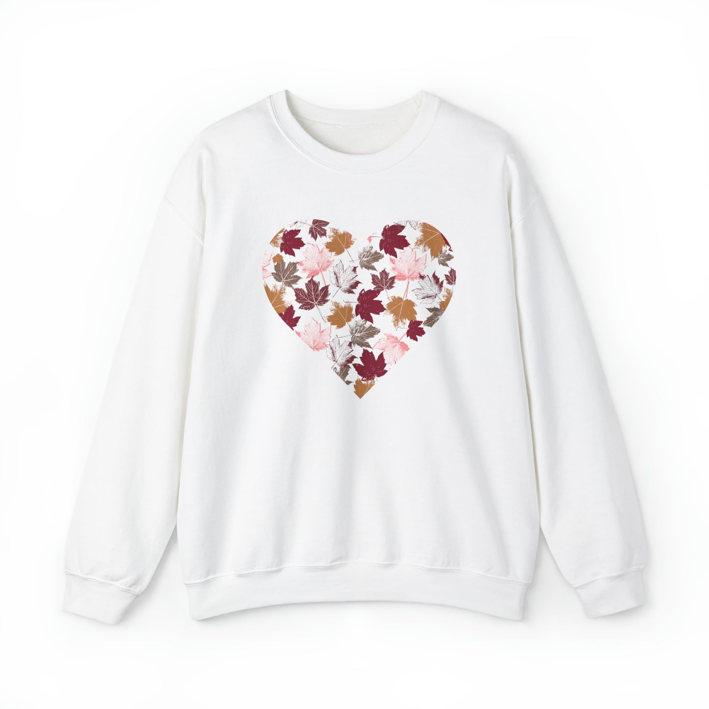 Fall Leaves Filled Heart Unisex Heavy Blend Crewneck Sweatshirt