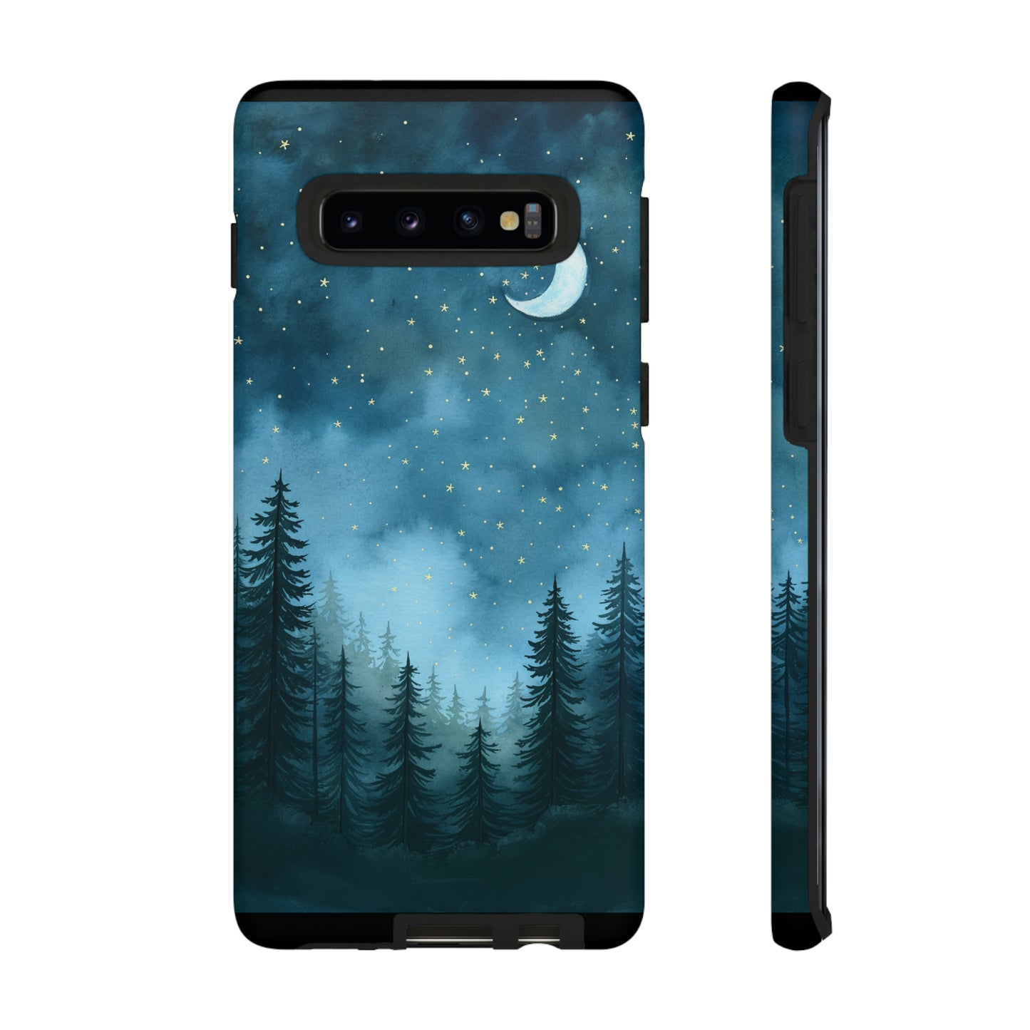 Forest Night Watercolor Tough Phone Case, Outdoors Smartphone Cover