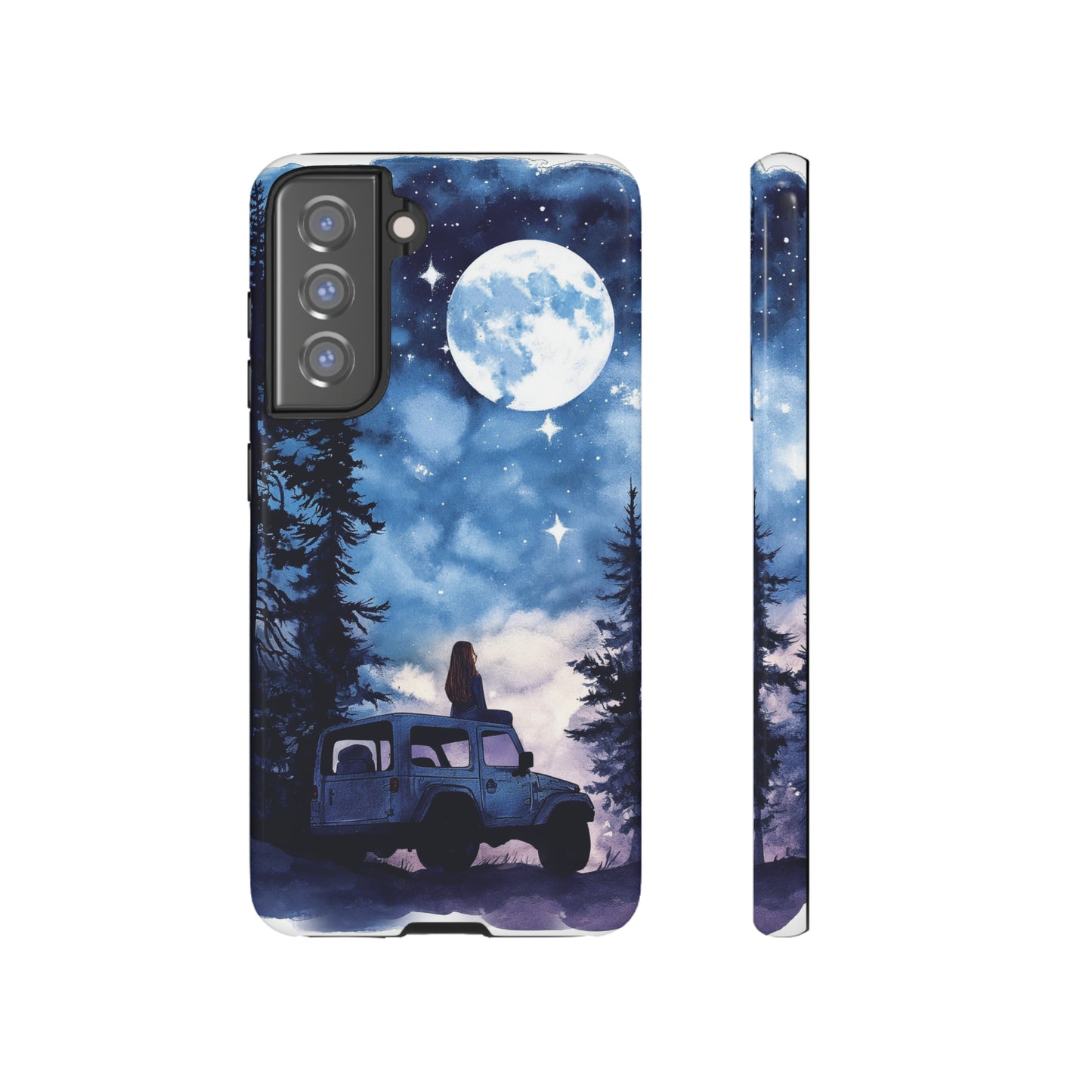 Forest Night Truck-Girl Traveler Watercolor Tough Phone Case