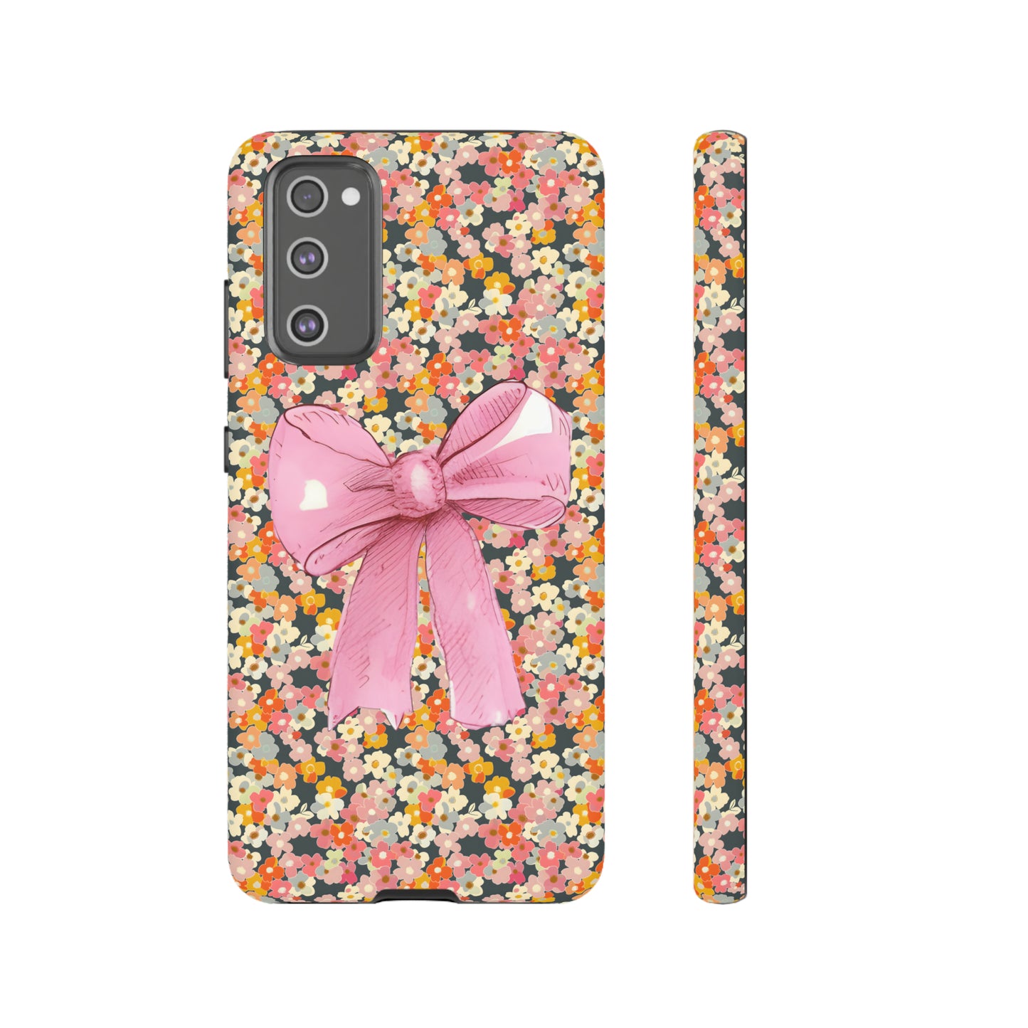 Pink Bow and Flower Pattern Collage Tough Phone Case