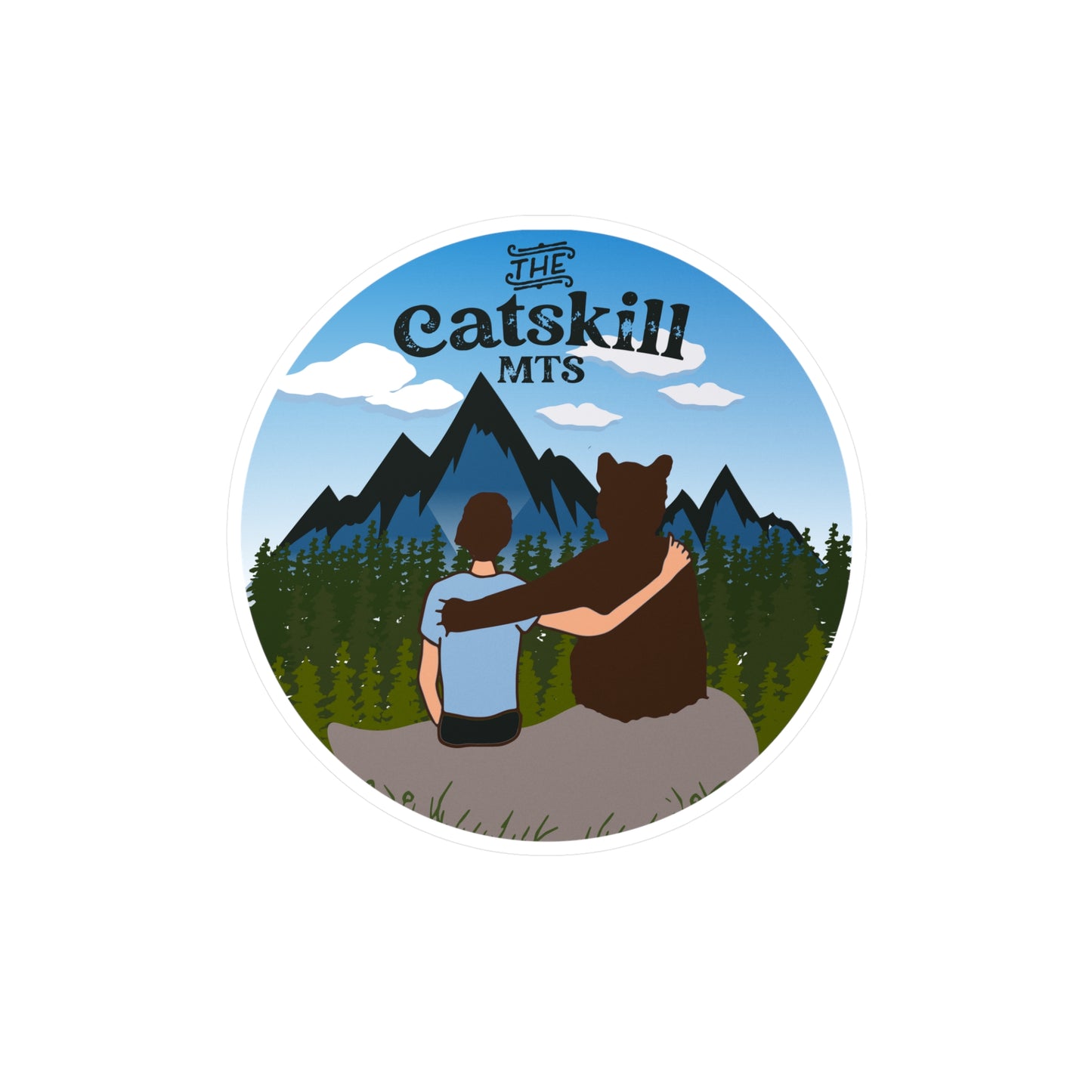 The Catskill Mountains Boy and Bear Circular Vinyl Decal