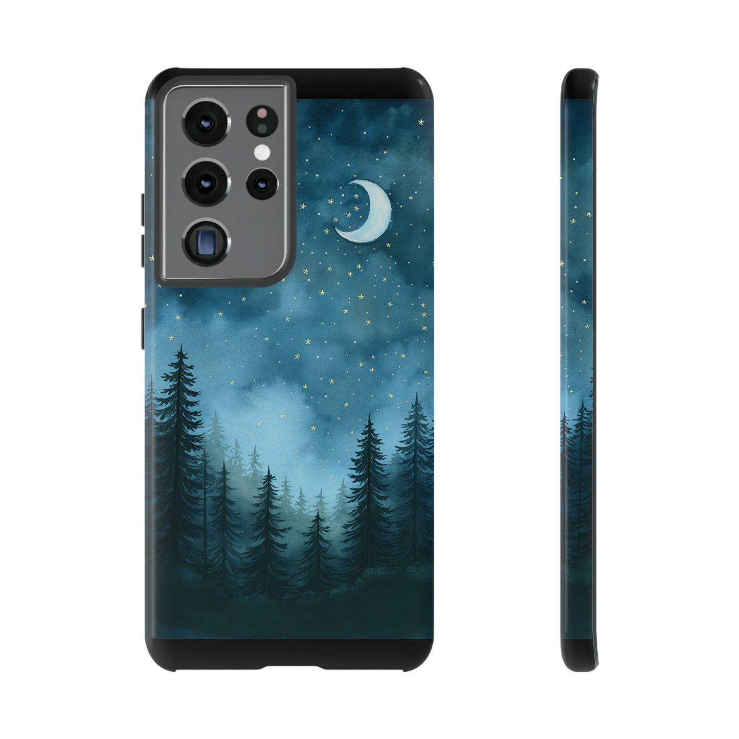 Forest Night Watercolor Tough Phone Case, Outdoors Smartphone Cover