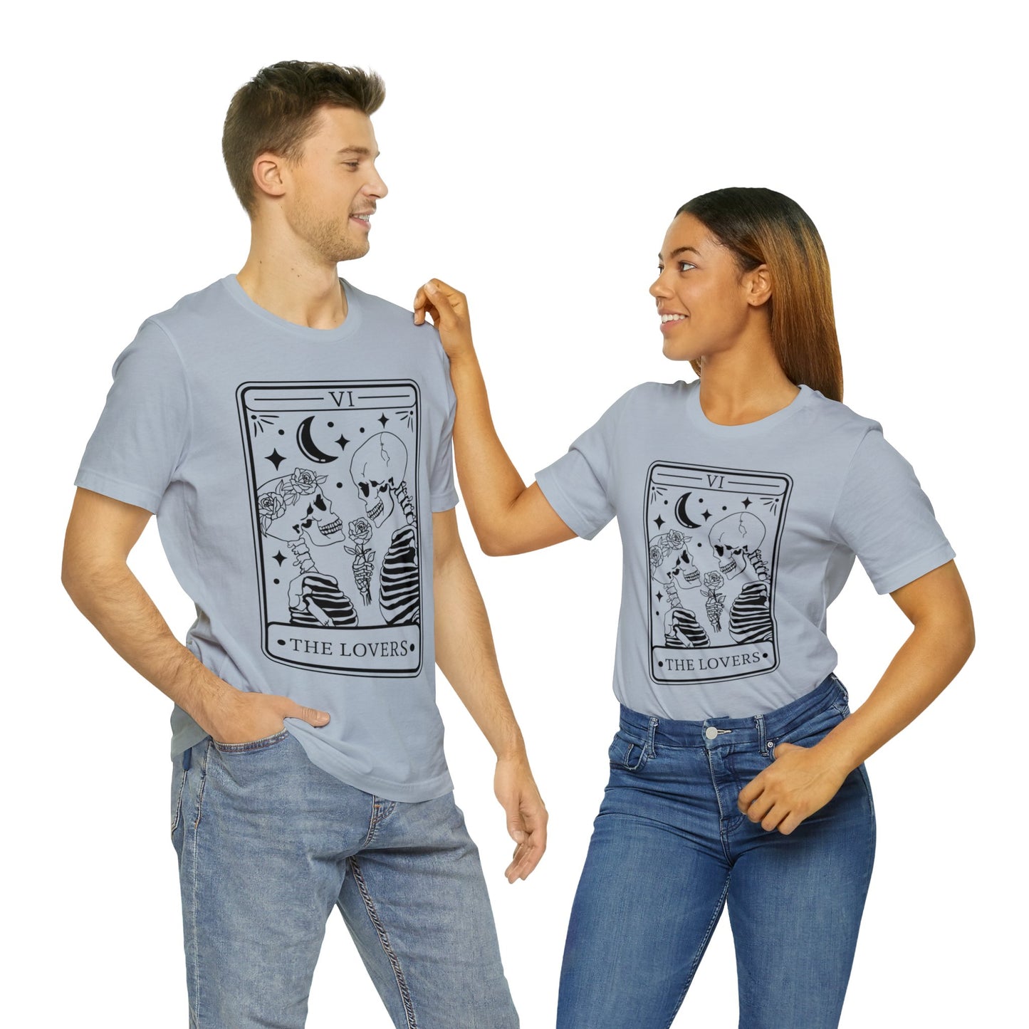 Skeleton Couple Tarot Card Unisex Jersey Short Sleeve Tee