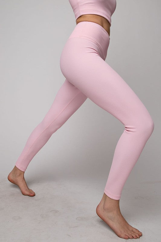 Nylon Ribbed Yoga Leggings