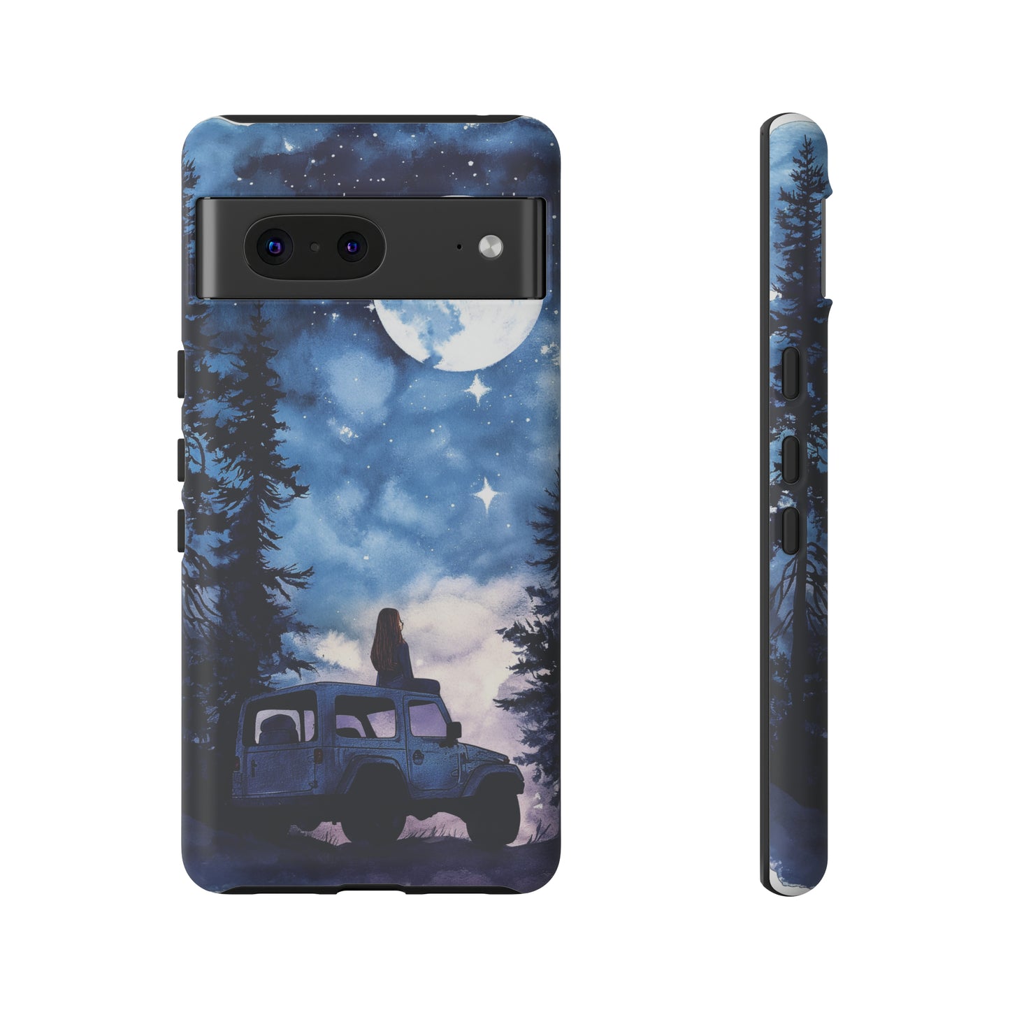 Forest Night Truck-Girl Traveler Watercolor Tough Phone Case