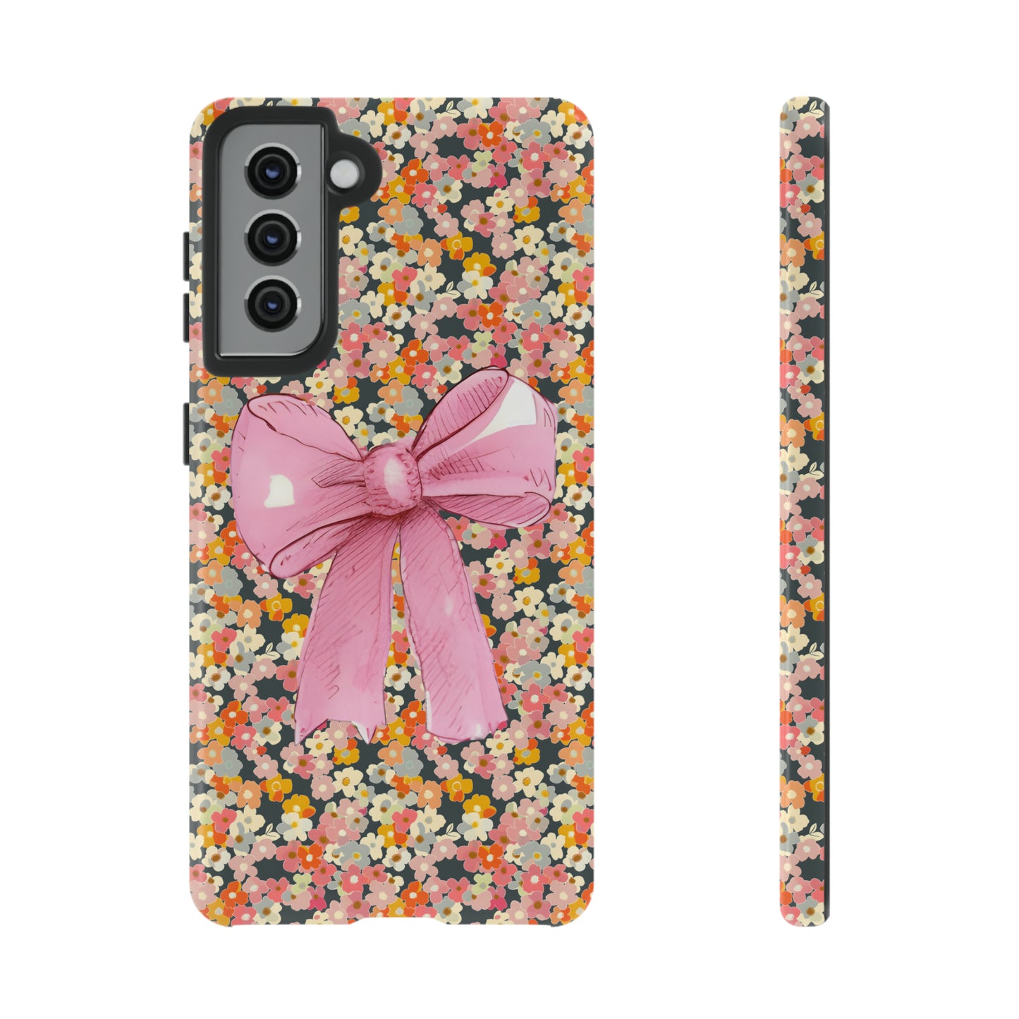 Pink Bow and Flower Pattern Collage Tough Phone Case