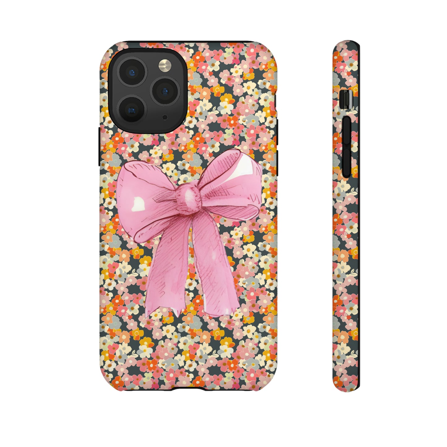 Pink Bow and Flower Pattern Collage Tough Phone Case