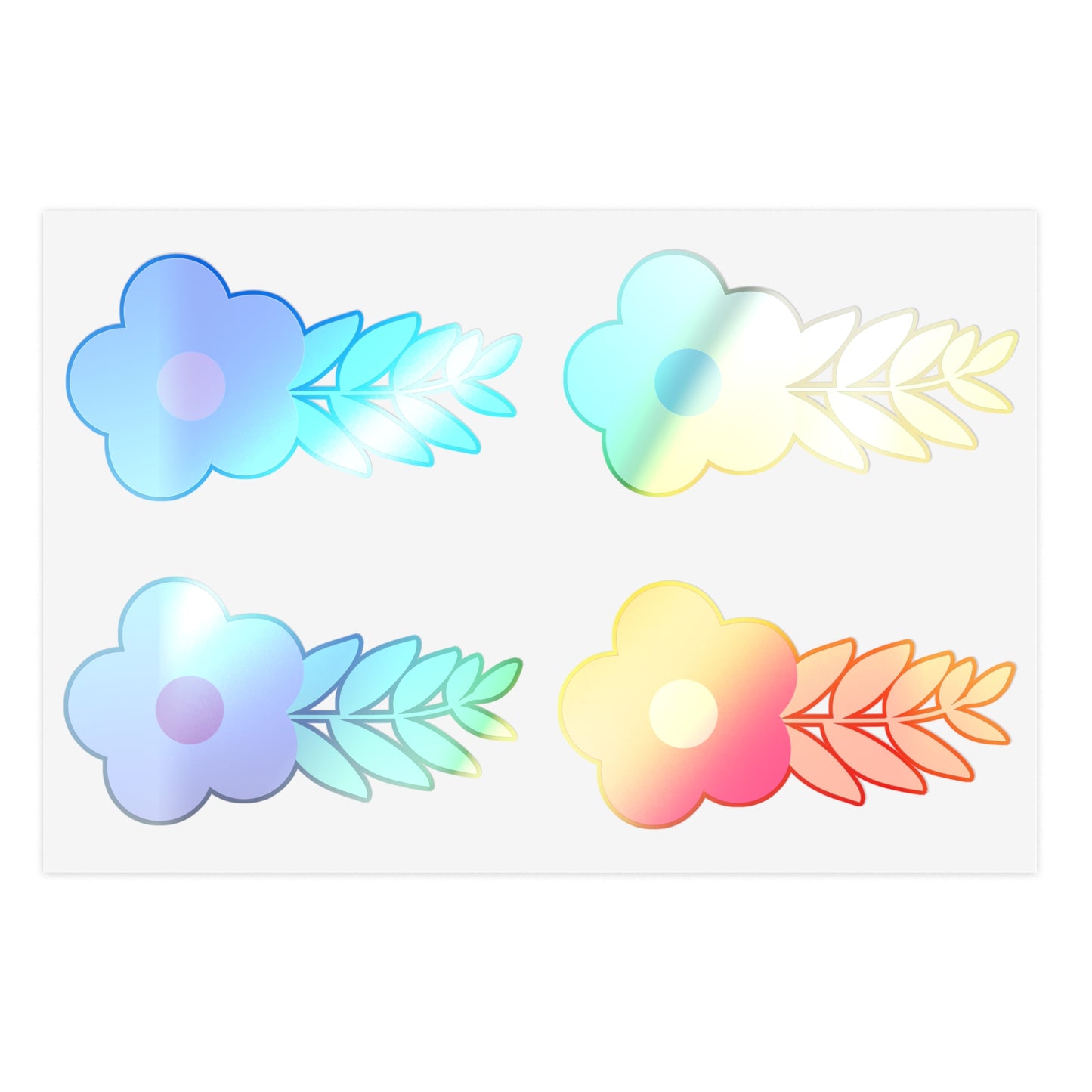 Pastel Color Flowers Sticker Sheet Set of 4 Stickers