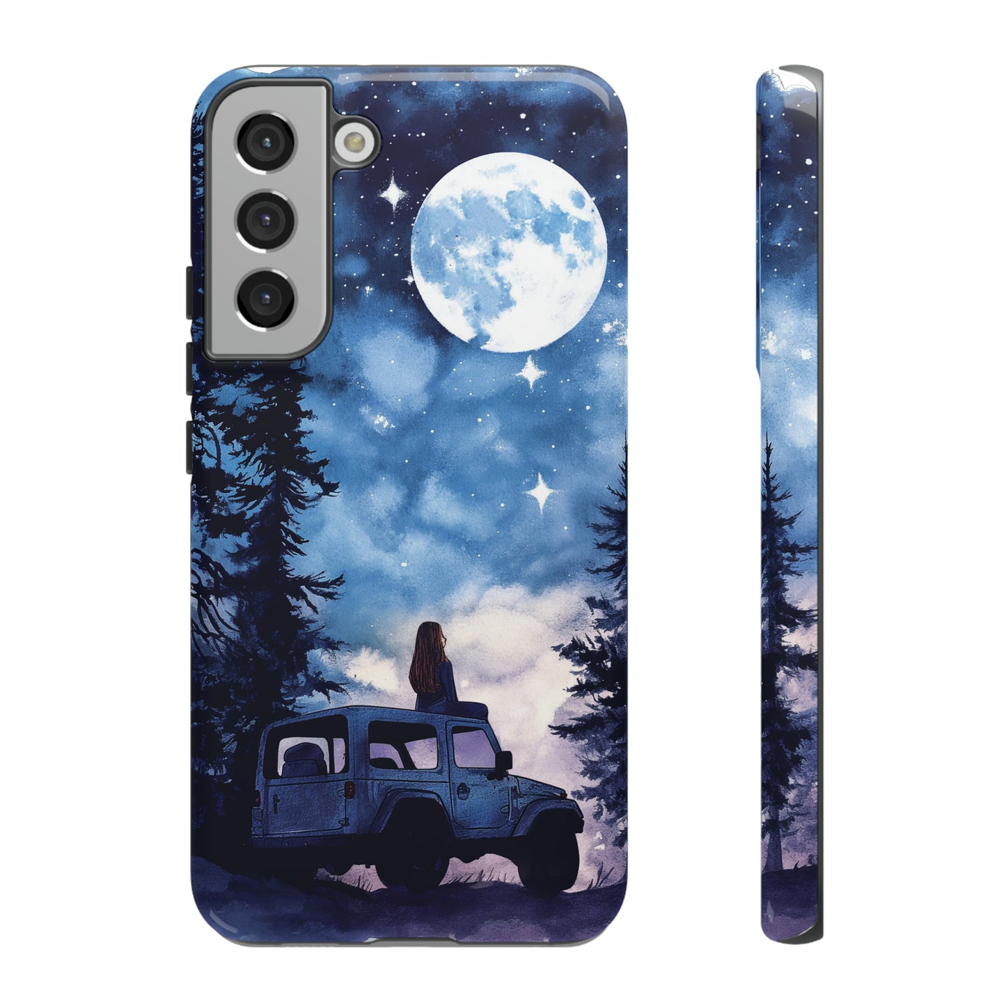 Forest Night Truck-Girl Traveler Watercolor Tough Phone Case