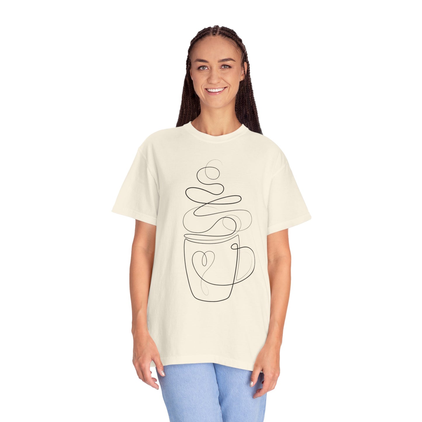 Coffee Cup Line Art Oversized Unisex T-Shirt