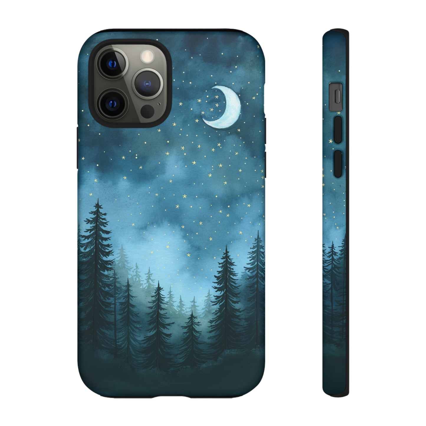 Forest Night Watercolor Tough Phone Case, Outdoors Smartphone Cover