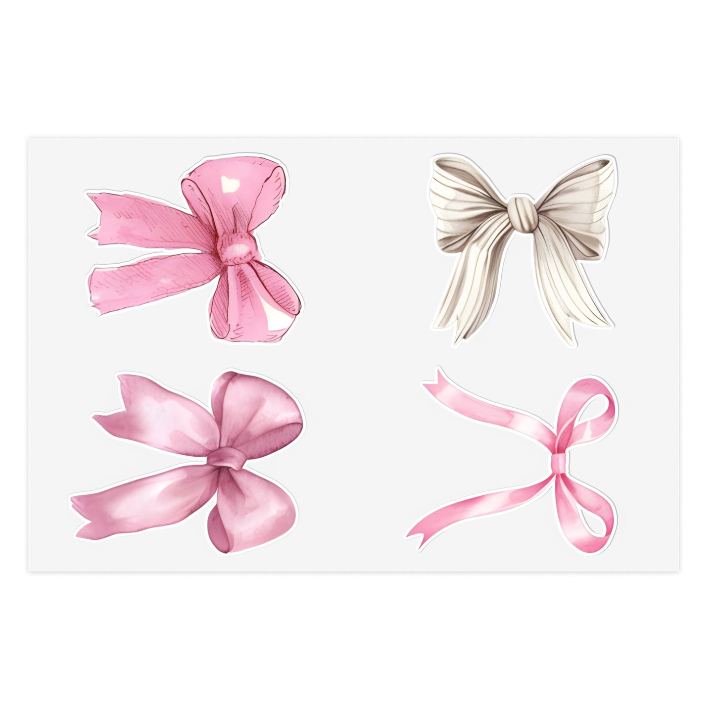 Pink Hand Drawn Bows Sticker Sheet