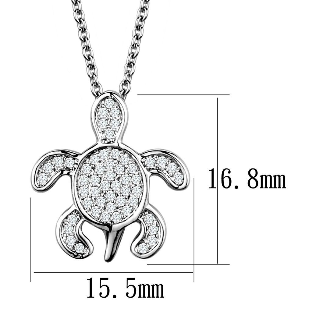 Keep Swimming Sea Turtle Necklace with Silver Plated Chain Pendant with AAA Grade CZ Crystals