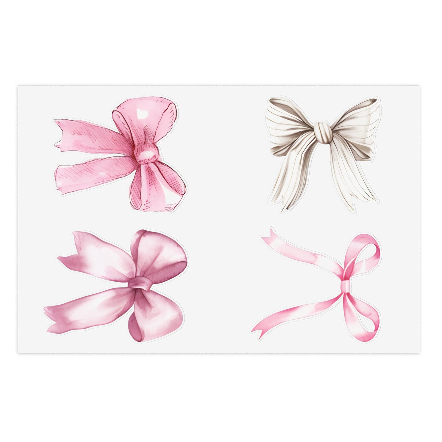 Pink Hand Drawn Bows Sticker Sheet