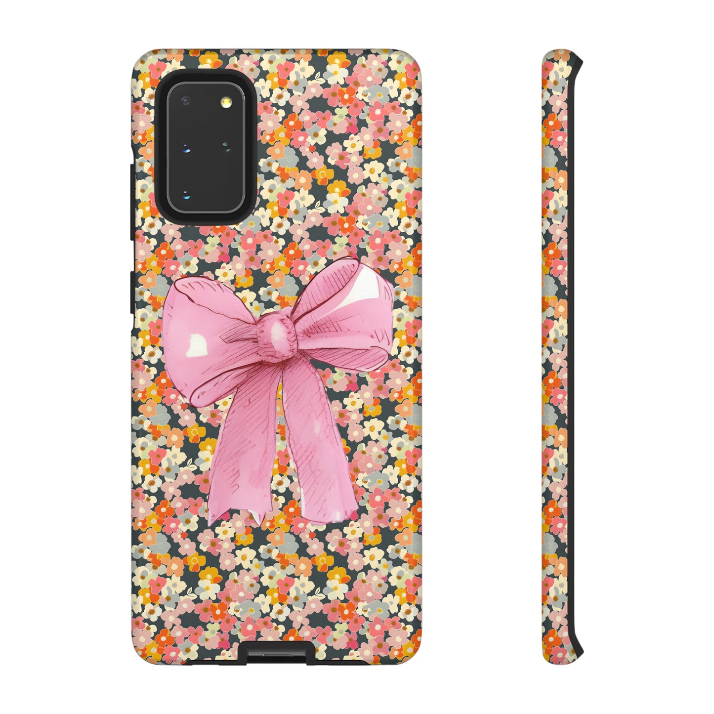 Pink Bow and Flower Pattern Collage Tough Phone Case