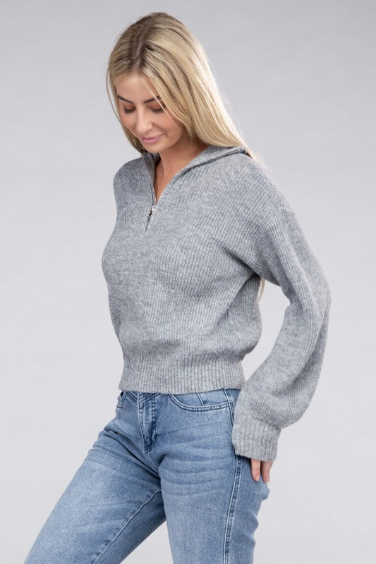 Easy-Wear Half-Zip Pullover Sweater