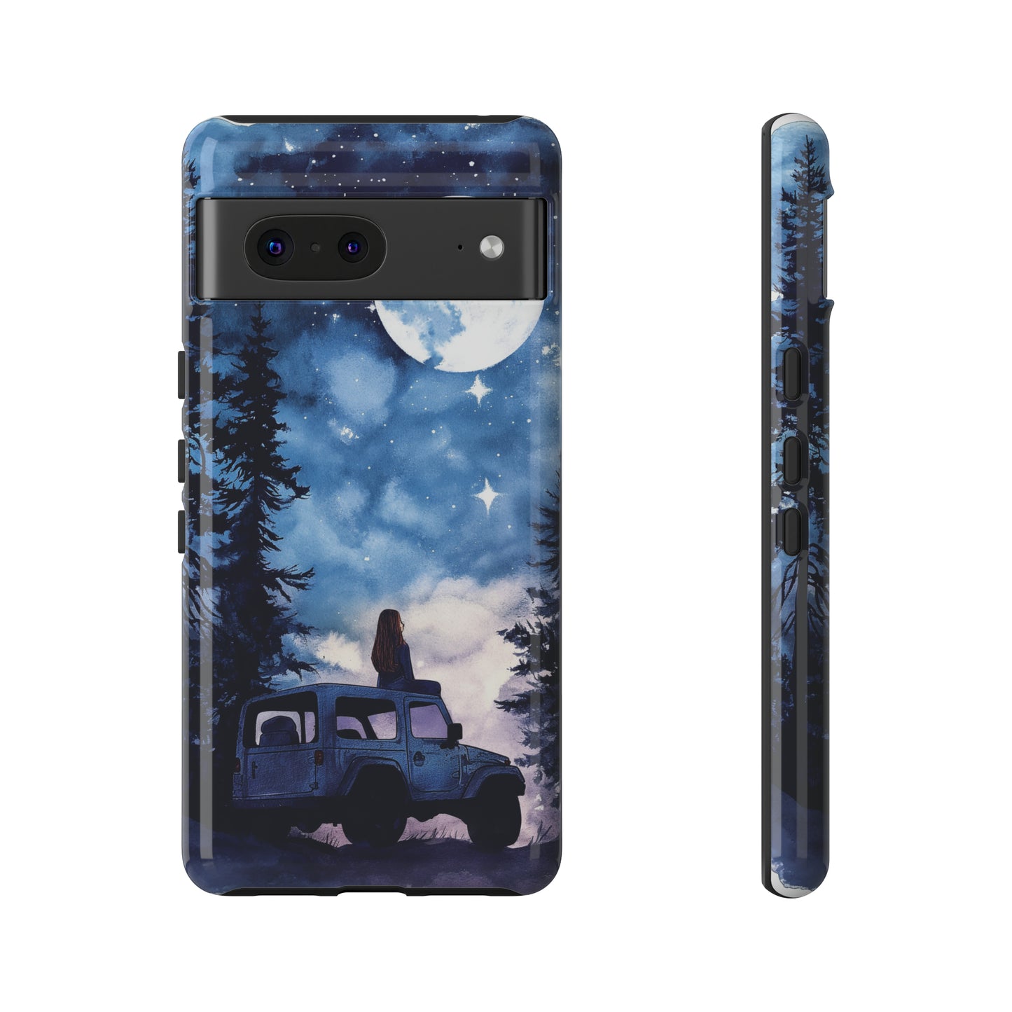 Forest Night Truck-Girl Traveler Watercolor Tough Phone Case