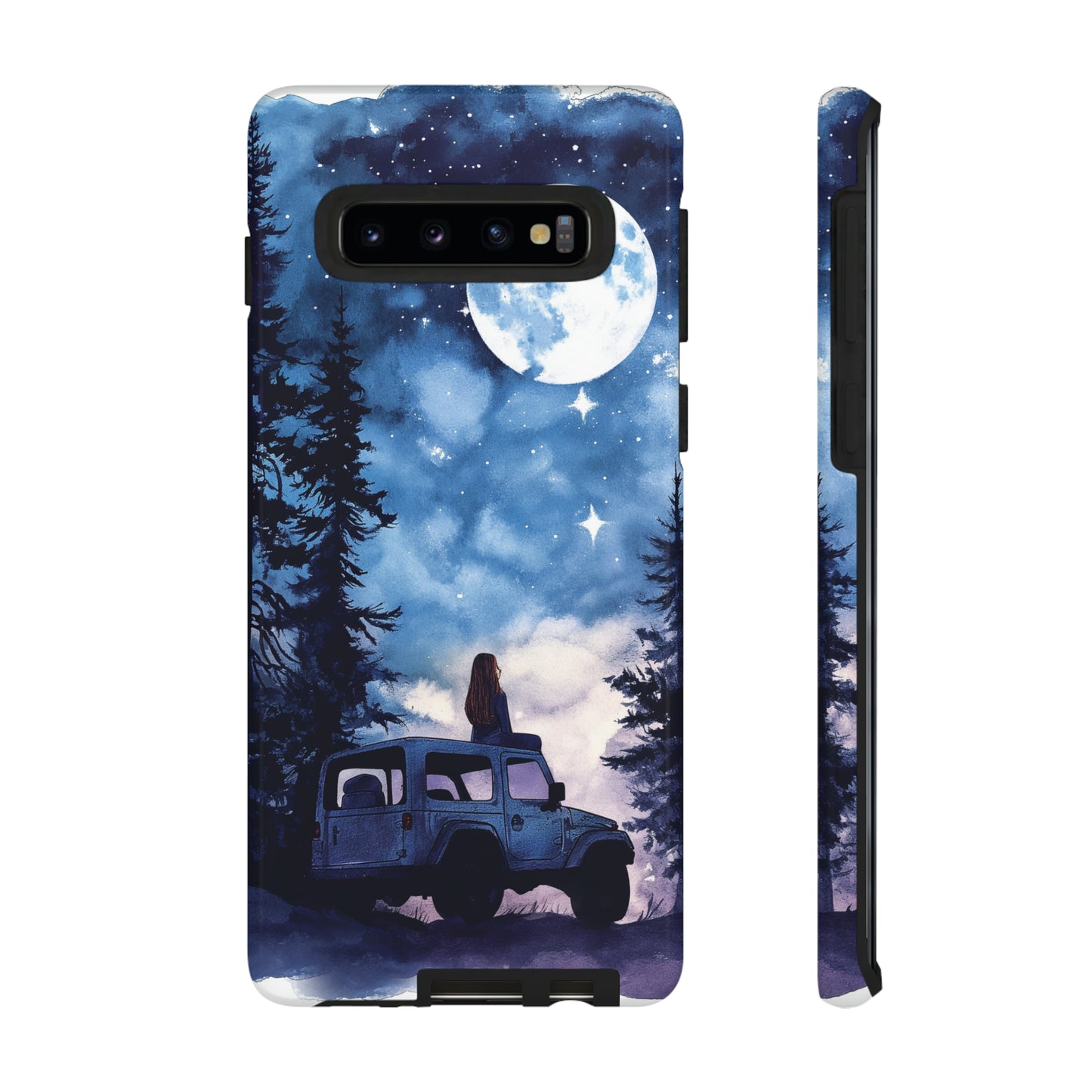 Forest Night Truck-Girl Traveler Watercolor Tough Phone Case