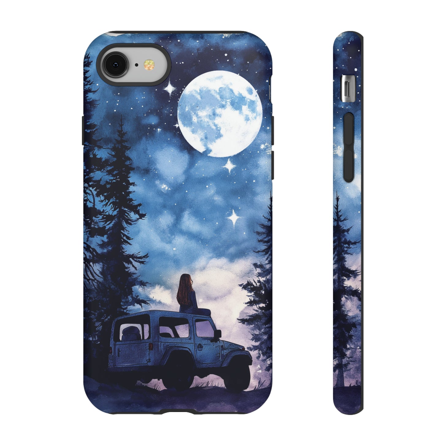 Forest Night Truck-Girl Traveler Watercolor Tough Phone Case