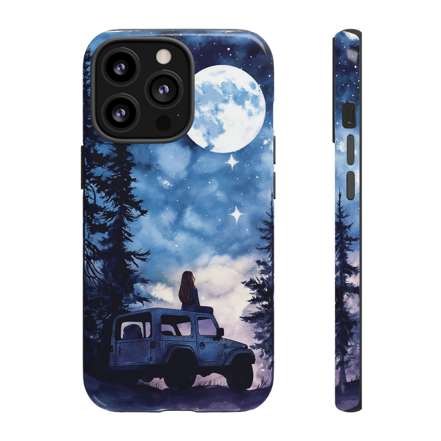 Forest Night Truck-Girl Traveler Watercolor Tough Phone Case