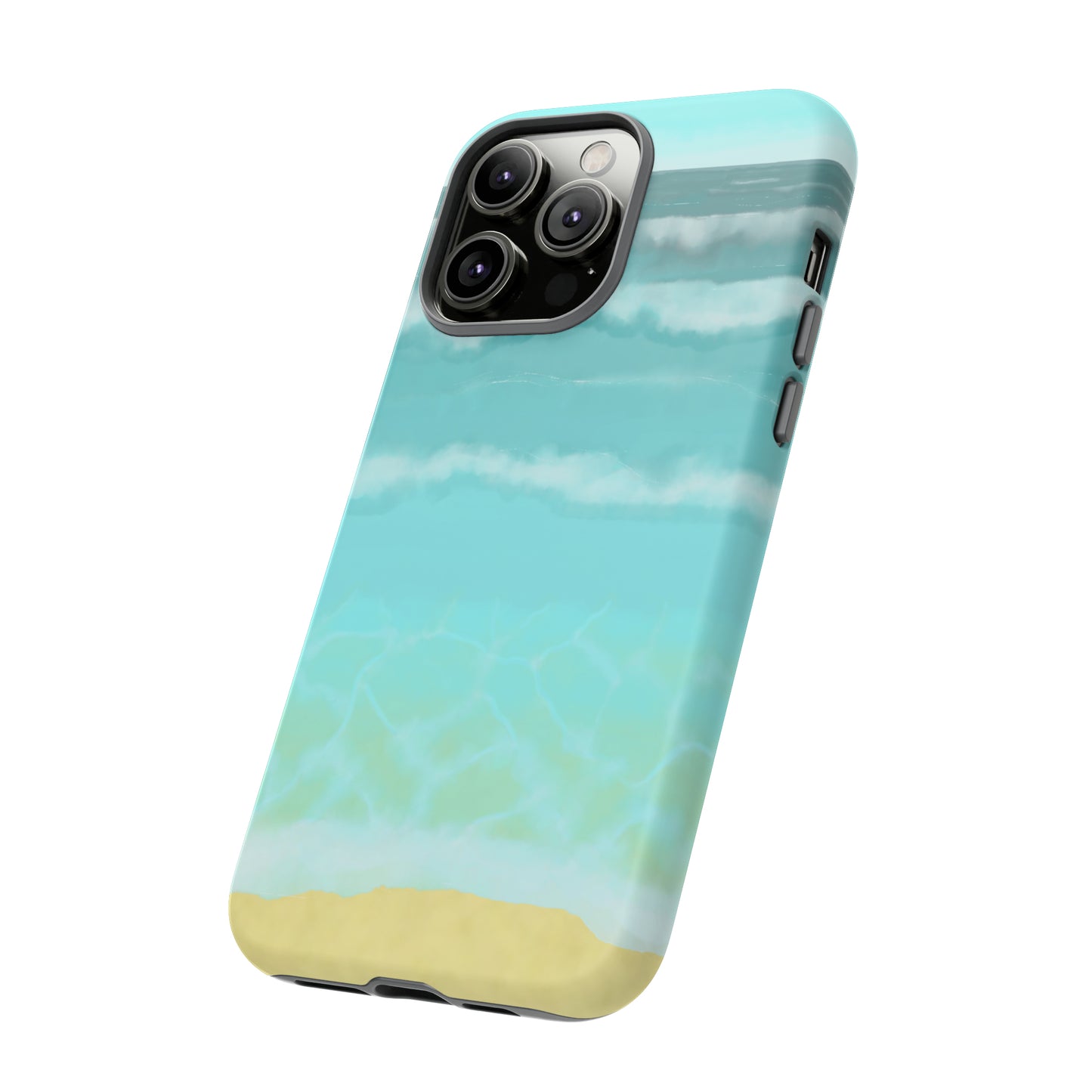 Shoreline Watercolor Ocean Beach Tough Phone Case, Summer Smartphone Cover