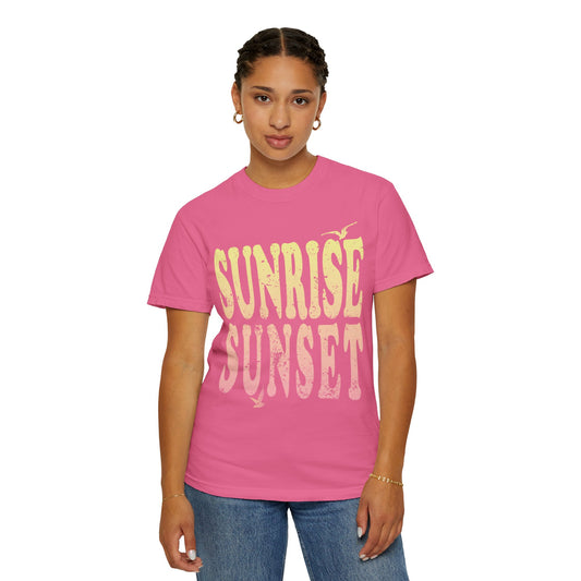 Sunrise Sunset Distressed Ombre Tee Unisex Garment-Dyed T-shirt