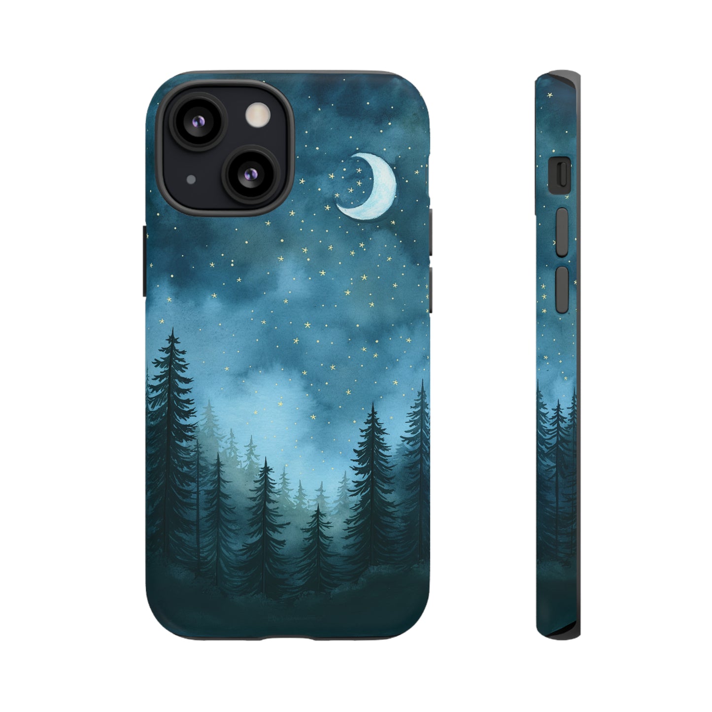 Forest Night Watercolor Tough Phone Case, Outdoors Smartphone Cover