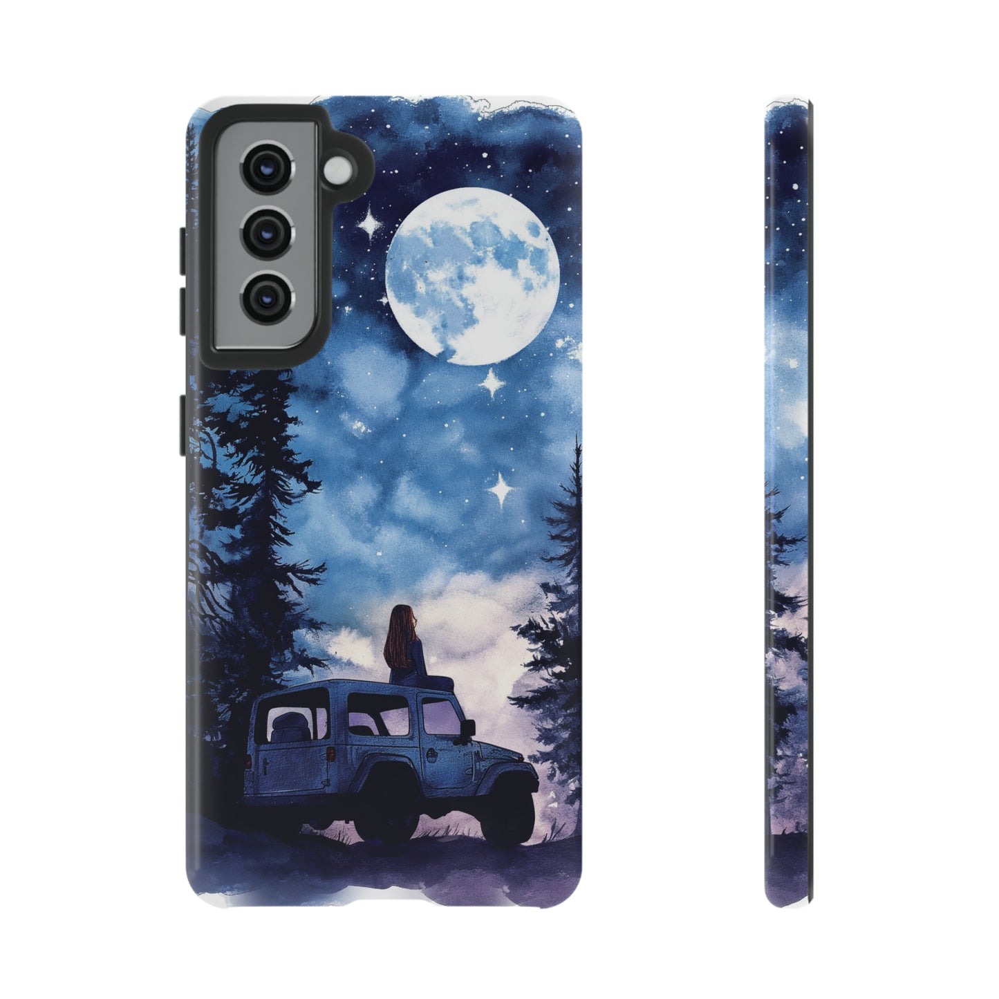 Forest Night Truck-Girl Traveler Watercolor Tough Phone Case