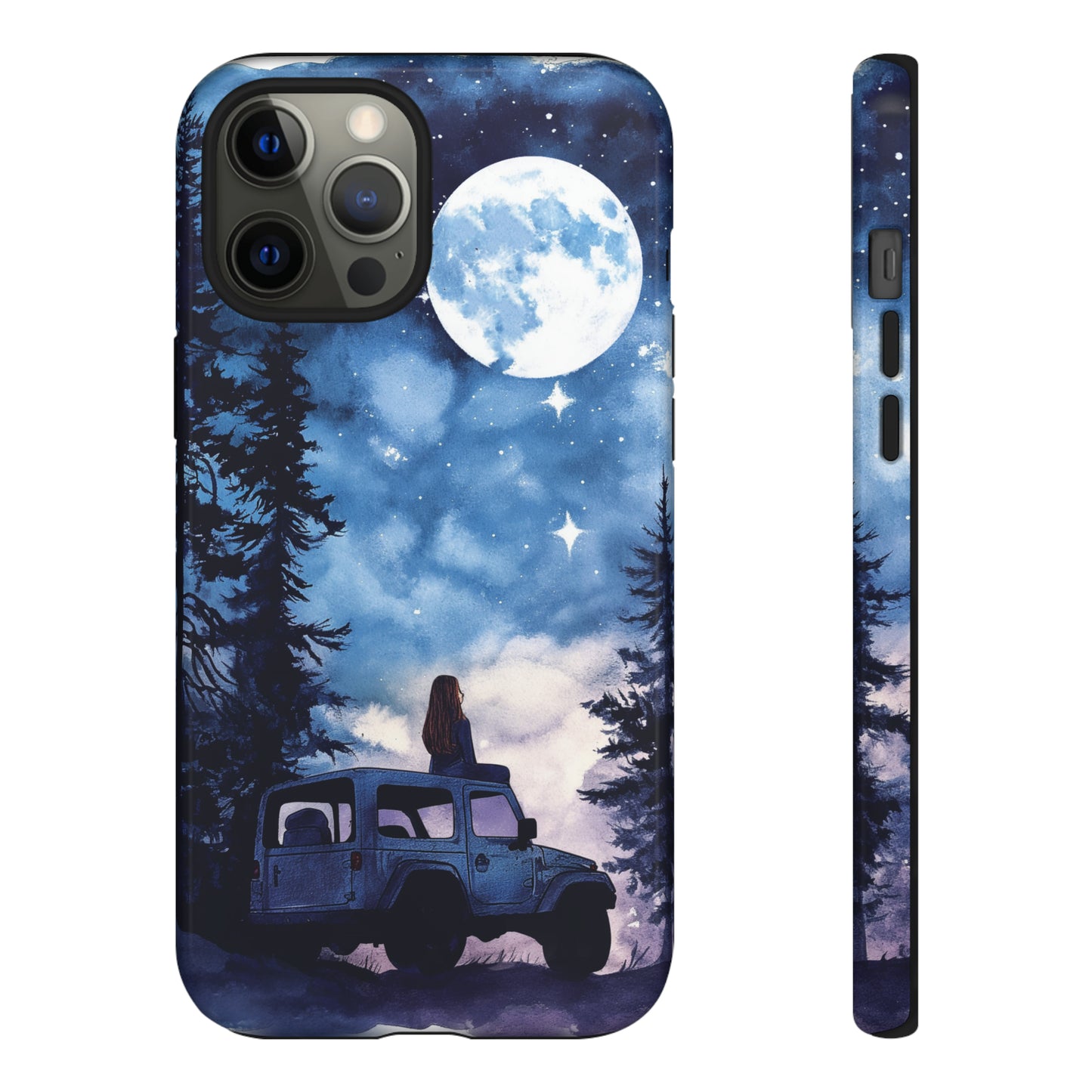 Forest Night Truck-Girl Traveler Watercolor Tough Phone Case