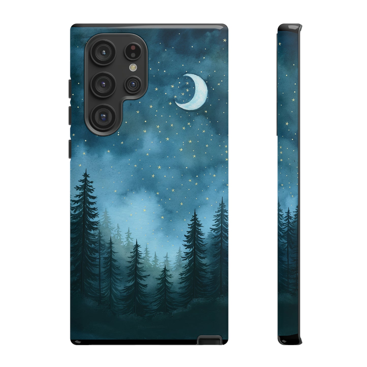 Forest Night Watercolor Tough Phone Case, Outdoors Smartphone Cover