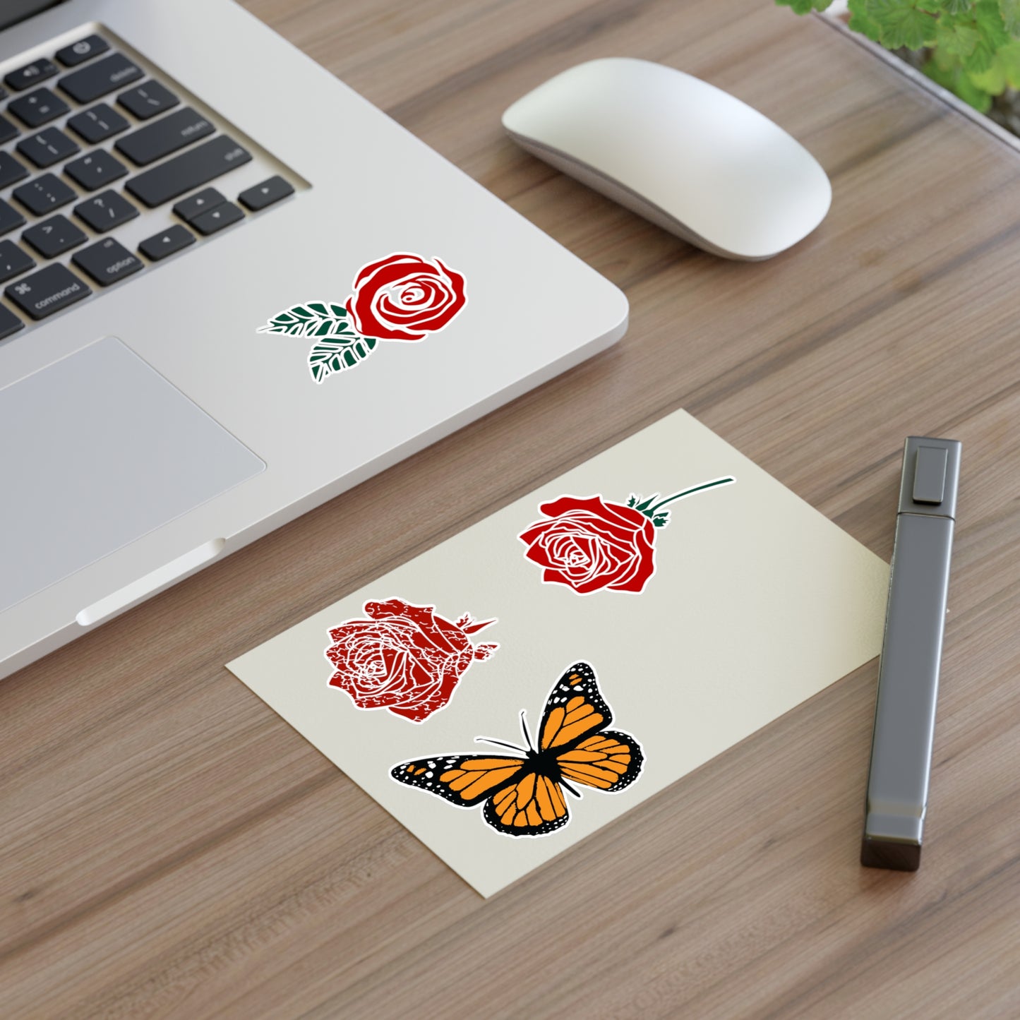 Red Roses and Monarch Butterfly Sticker Sheet