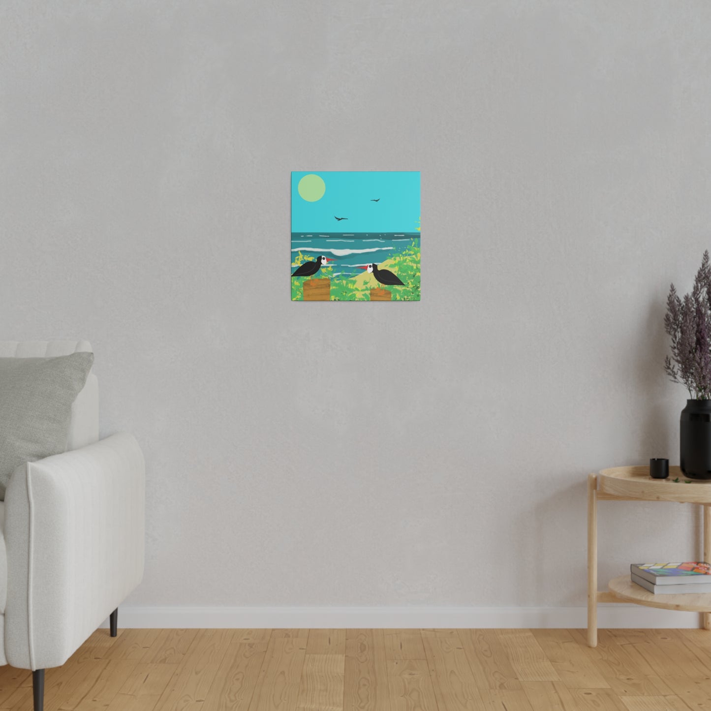 Oyster Catchers Beach Art Print on Matte Stretched Canvas 0.75"