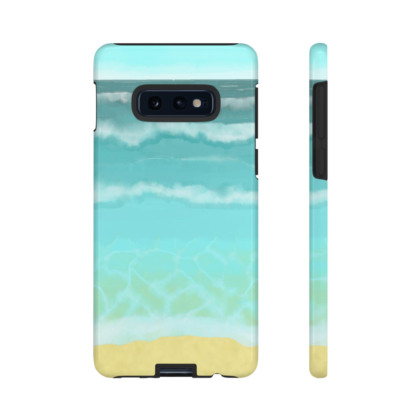 Shoreline Watercolor Ocean Beach Tough Phone Case, Summer Smartphone Cover