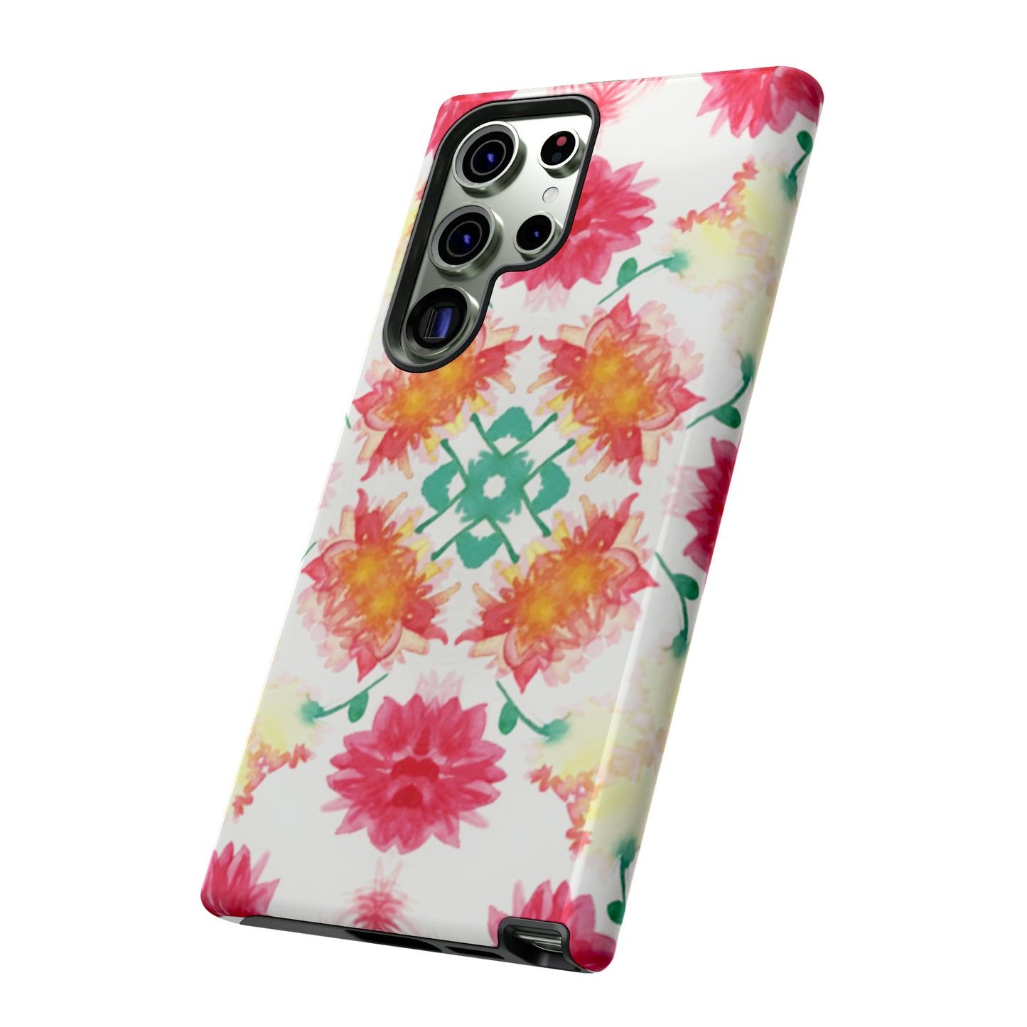 Sweet Magnolia Watercolor Tough Phone Case, Pink/Red Floral Smartphone Cover