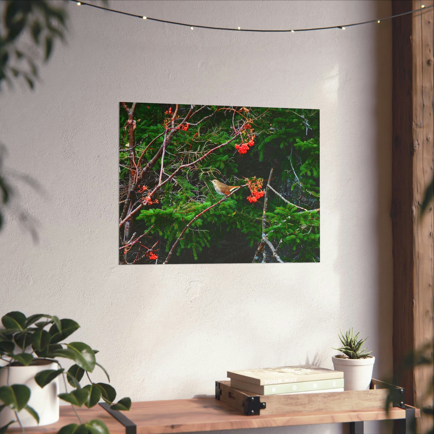 Vermont Forest Bird and Berries Matte Photo Poster