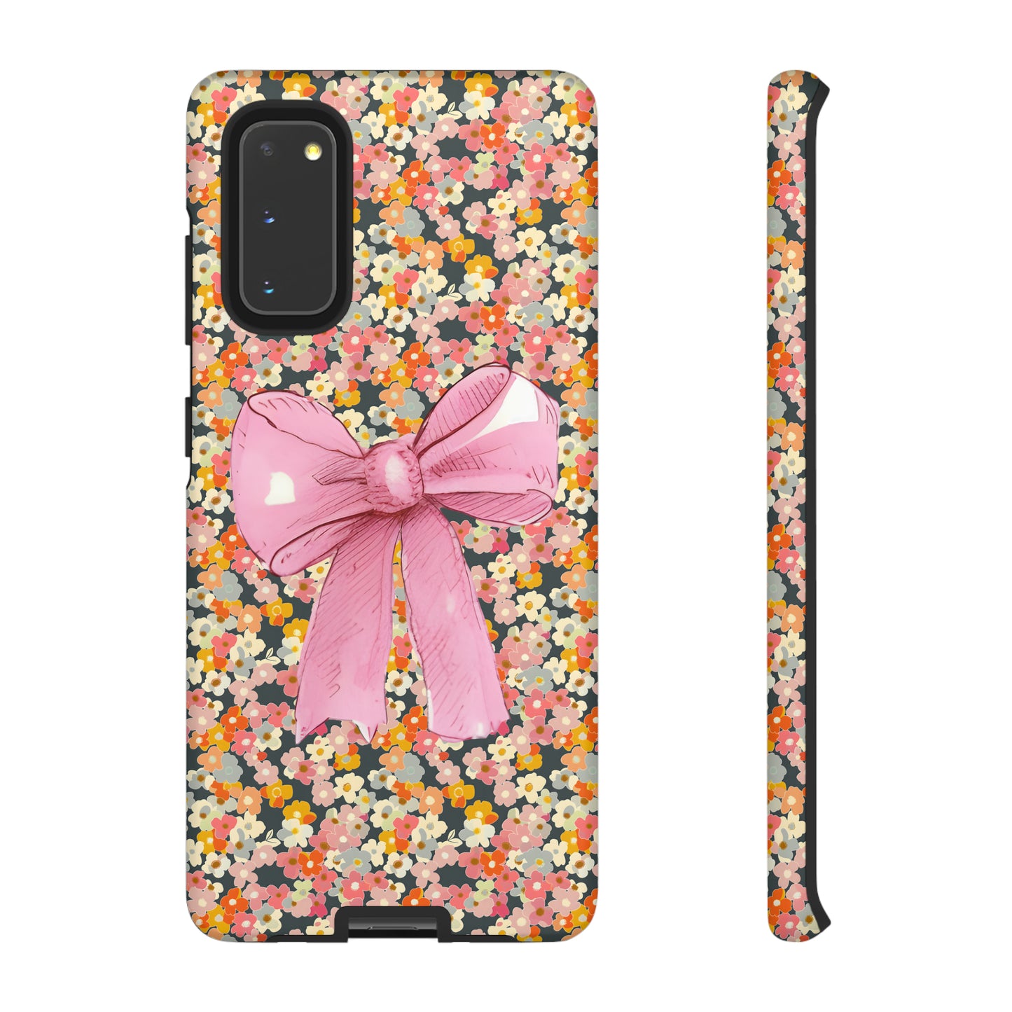 Pink Bow and Flower Pattern Collage Tough Phone Case