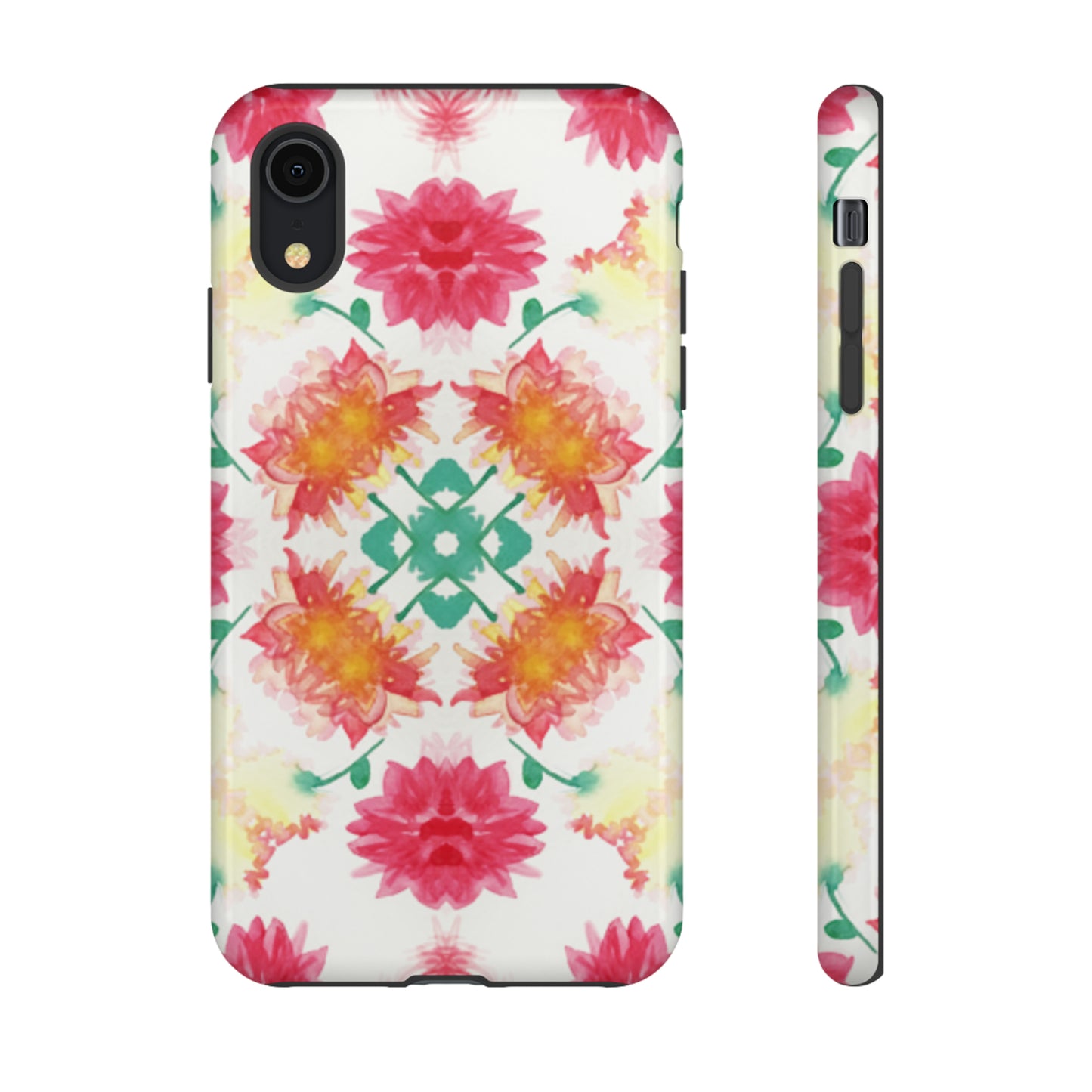 Sweet Magnolia Watercolor Tough Phone Case, Pink/Red Floral Smartphone Cover