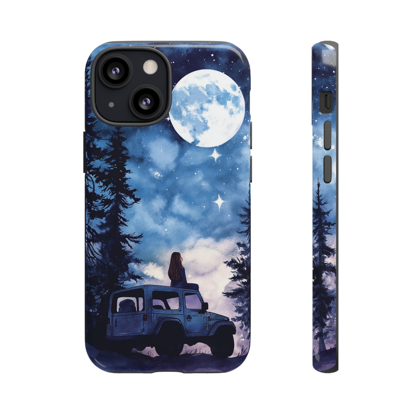 Forest Night Truck-Girl Traveler Watercolor Tough Phone Case