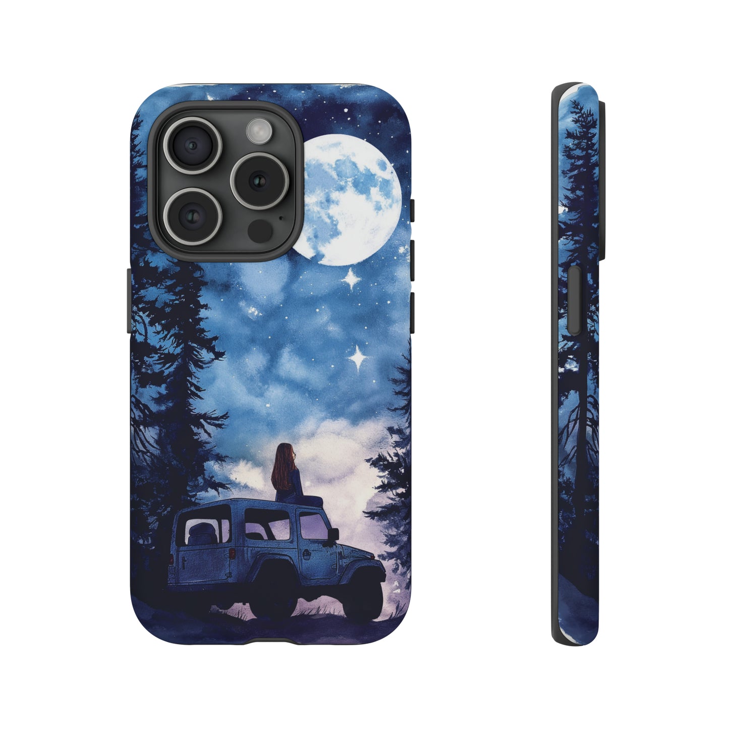 Forest Night Truck-Girl Traveler Watercolor Tough Phone Case