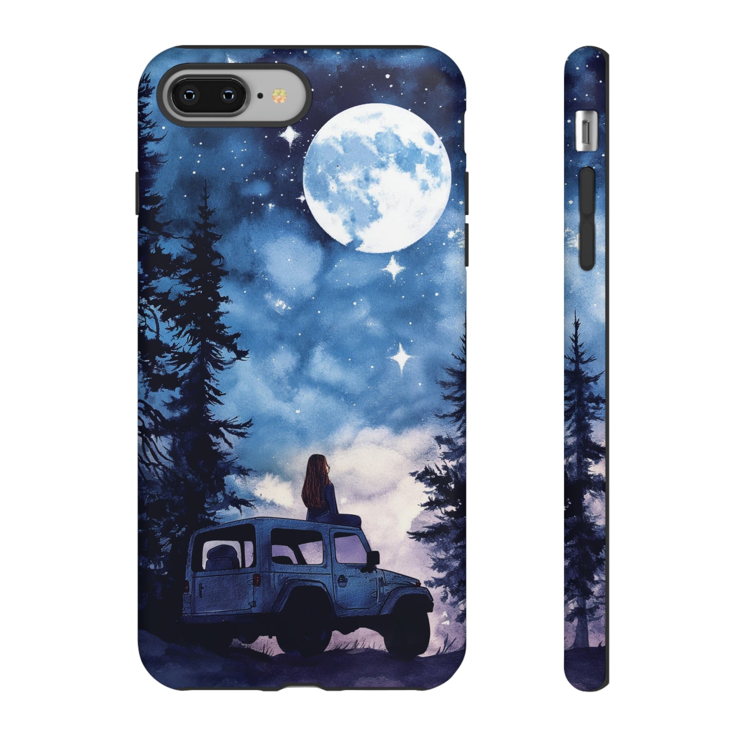 Forest Night Truck-Girl Traveler Watercolor Tough Phone Case