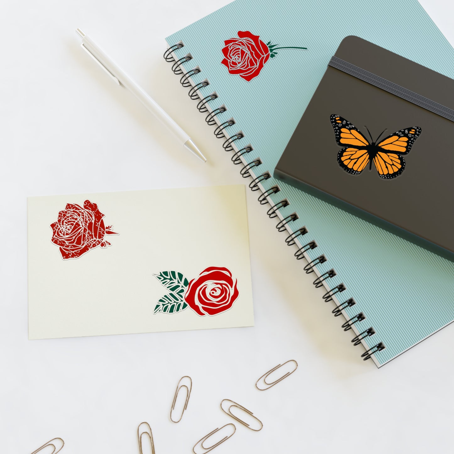 Red Roses and Monarch Butterfly Sticker Sheet