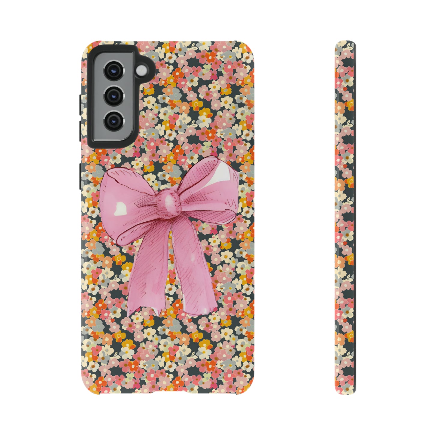 Pink Bow and Flower Pattern Collage Tough Phone Case