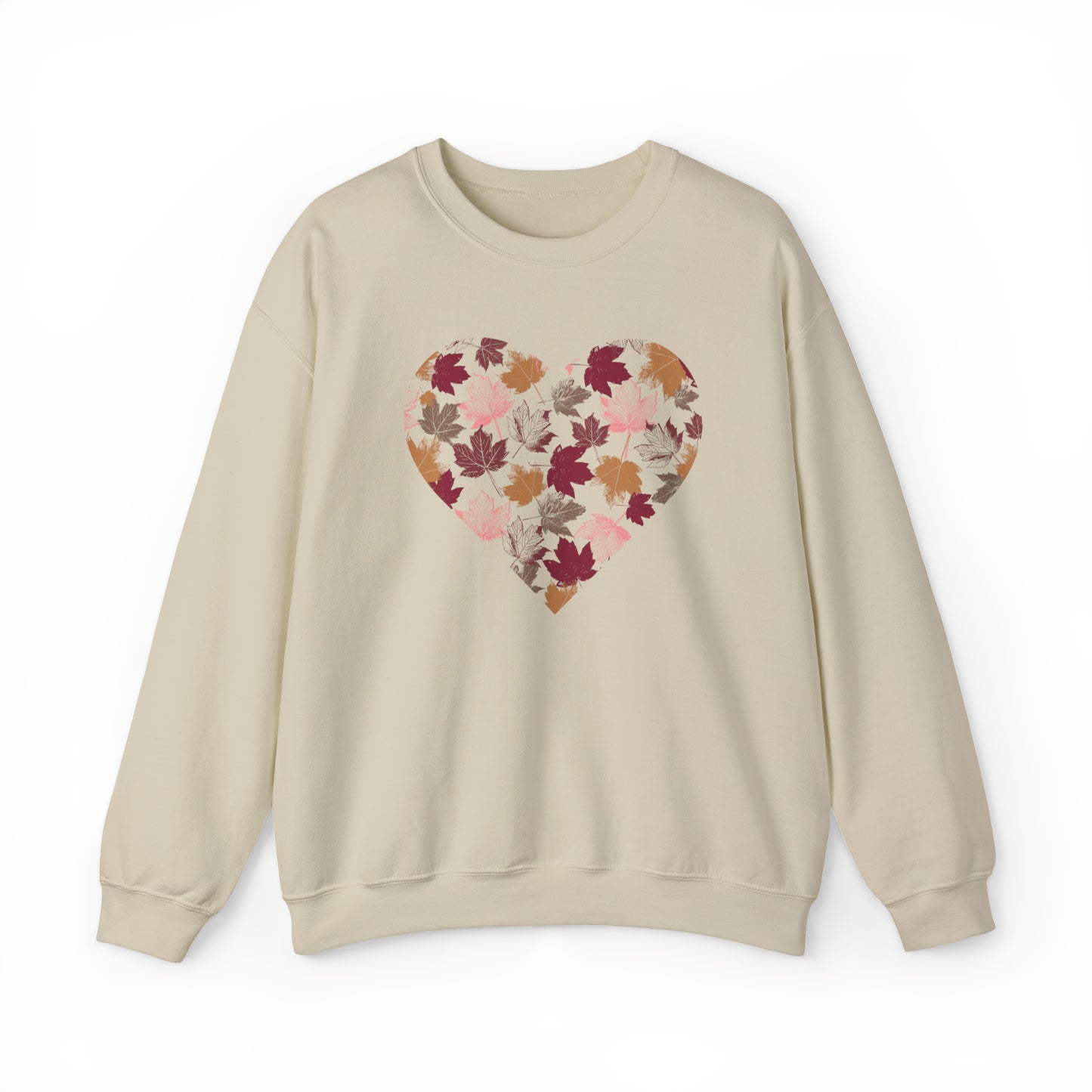 Fall Leaves Filled Heart Unisex Heavy Blend Crewneck Sweatshirt