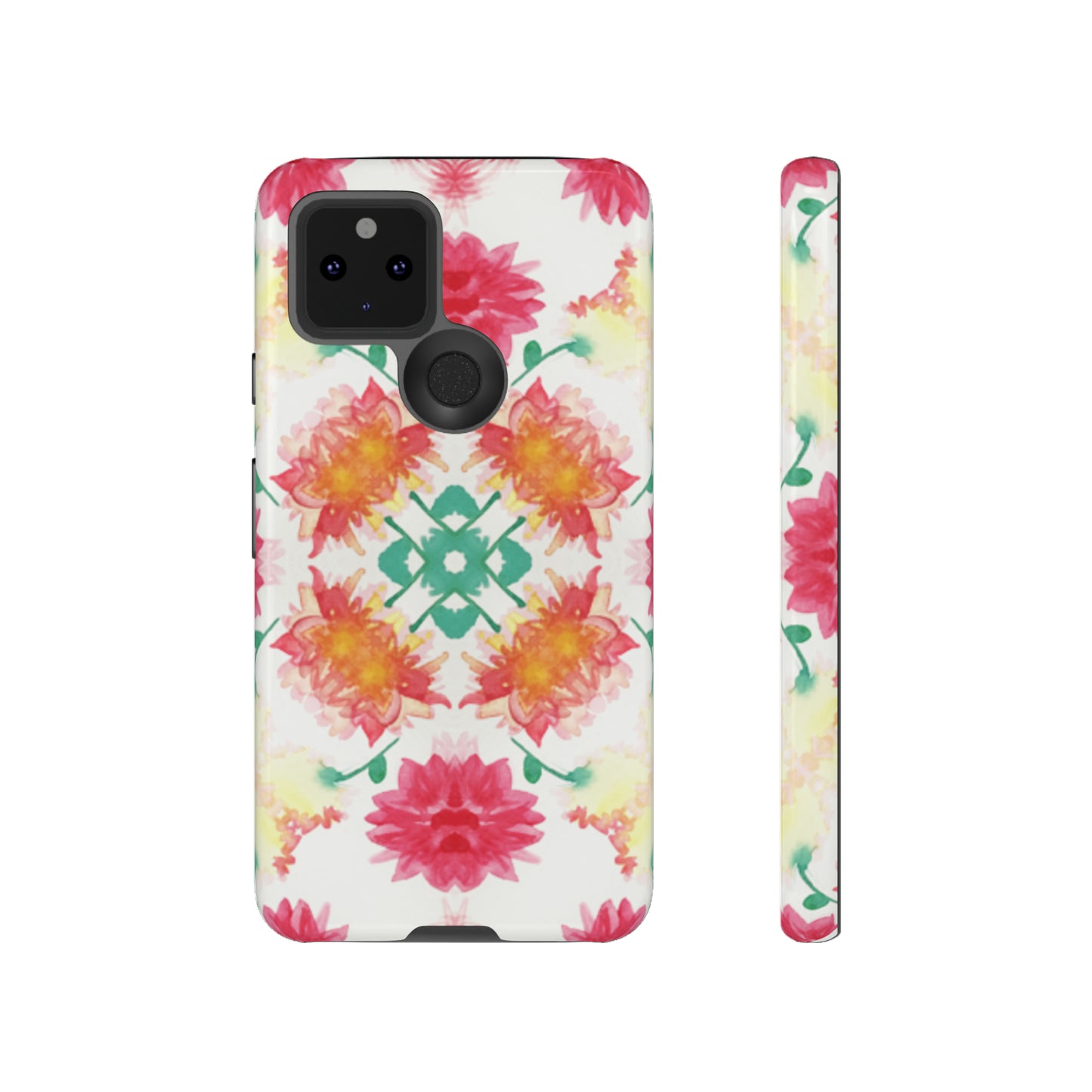 Sweet Magnolia Watercolor Tough Phone Case, Pink/Red Floral Smartphone Cover