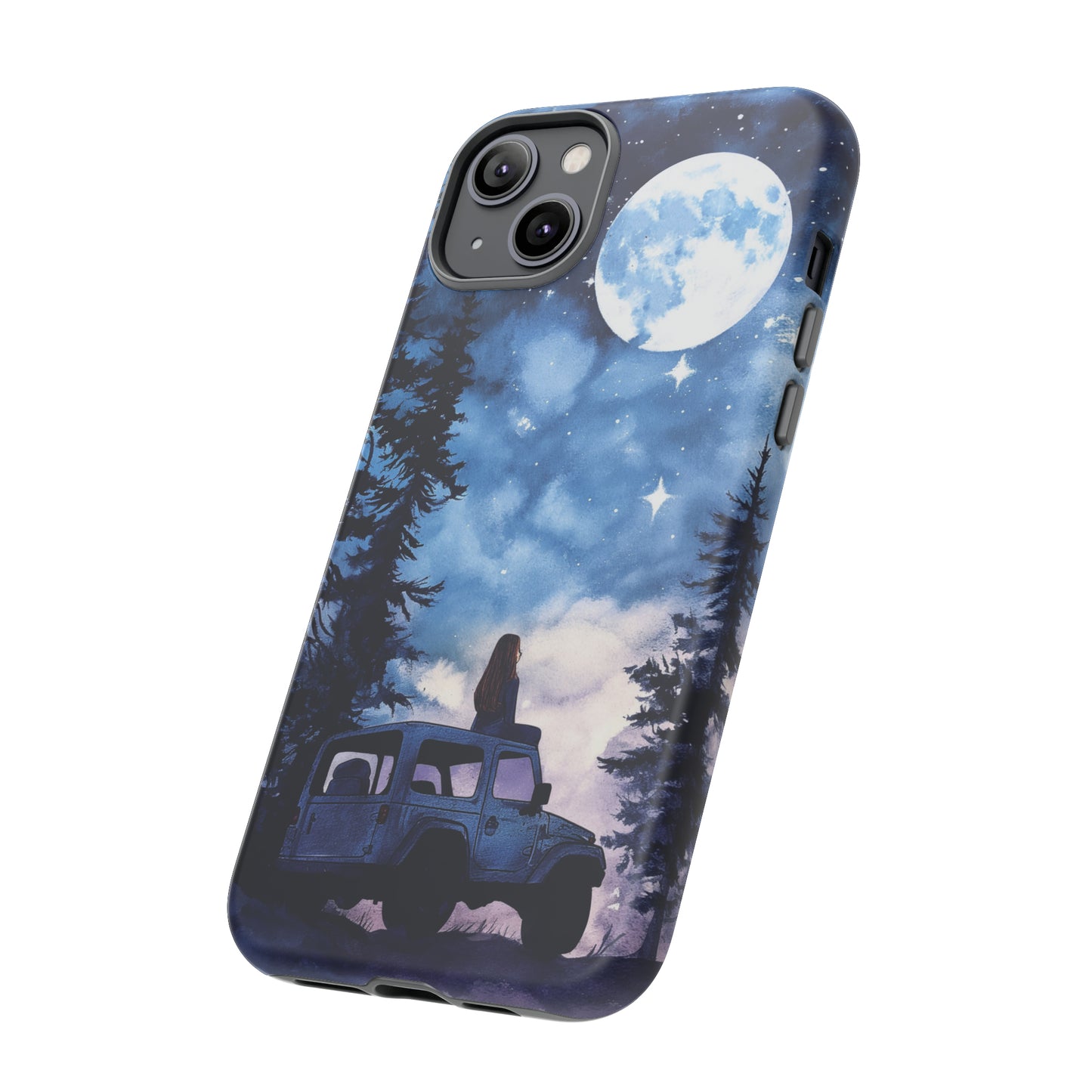 Forest Night Truck-Girl Traveler Watercolor Tough Phone Case