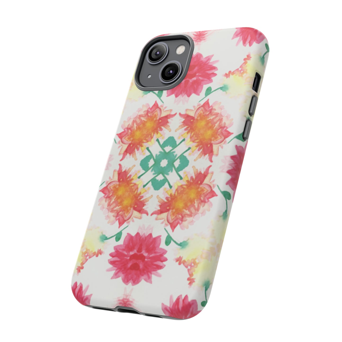 Sweet Magnolia Watercolor Tough Phone Case, Pink/Red Floral Smartphone Cover