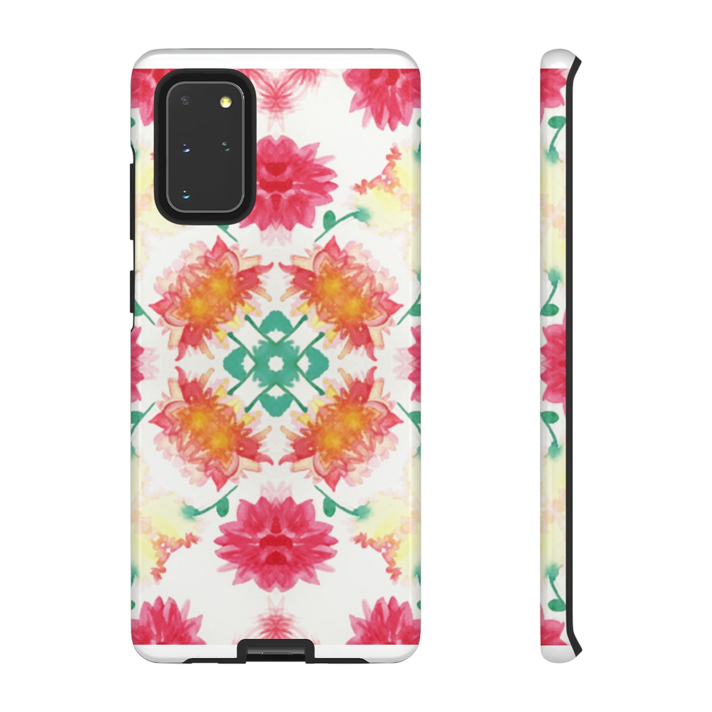 Sweet Magnolia Watercolor Tough Phone Case, Pink/Red Floral Smartphone Cover