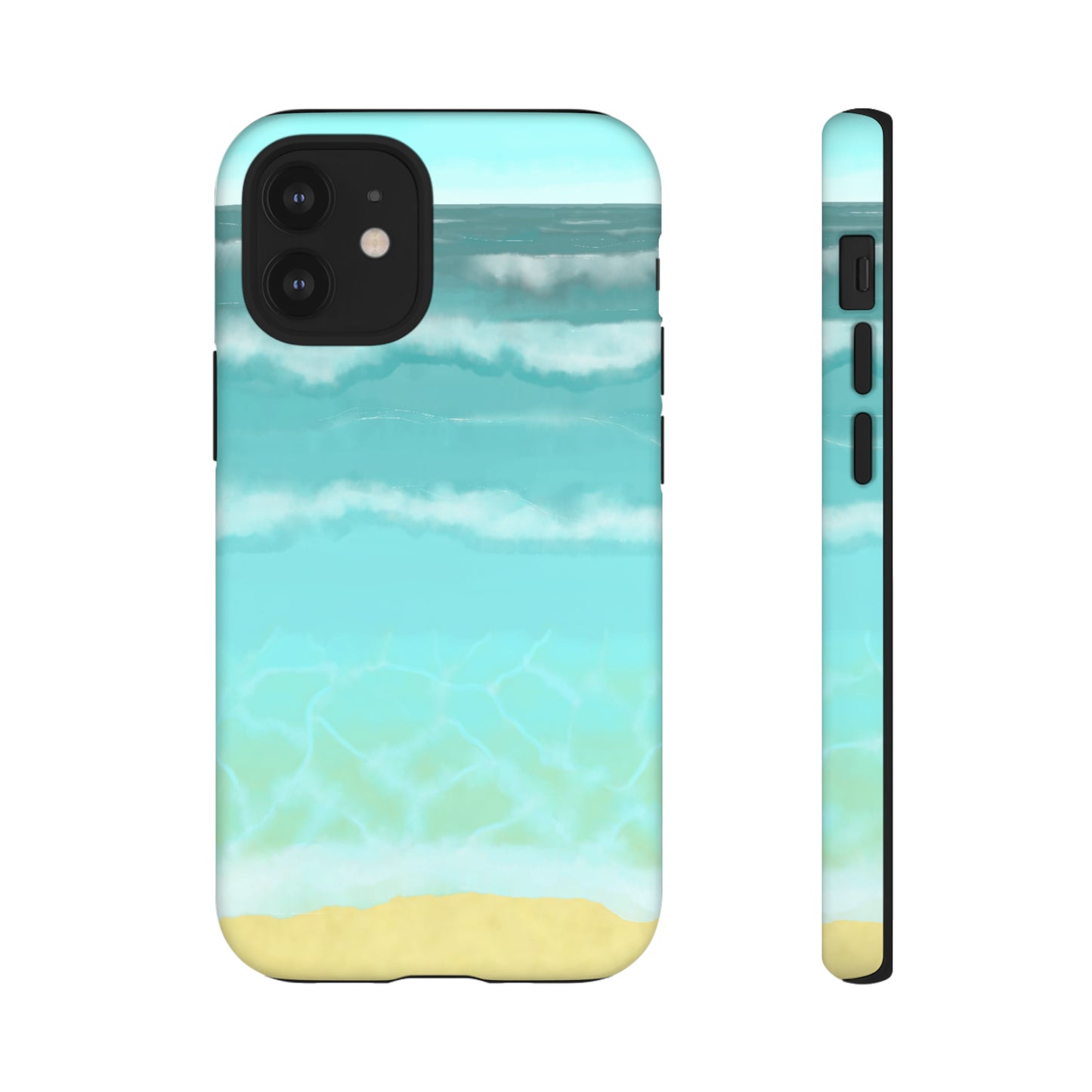 Shoreline Watercolor Ocean Beach Tough Phone Case, Summer Smartphone Cover